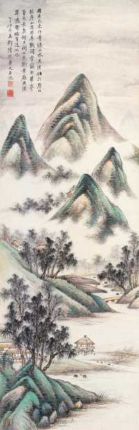 陆恢 署年：乙巳(1905) 湿翠浓云 立轴
